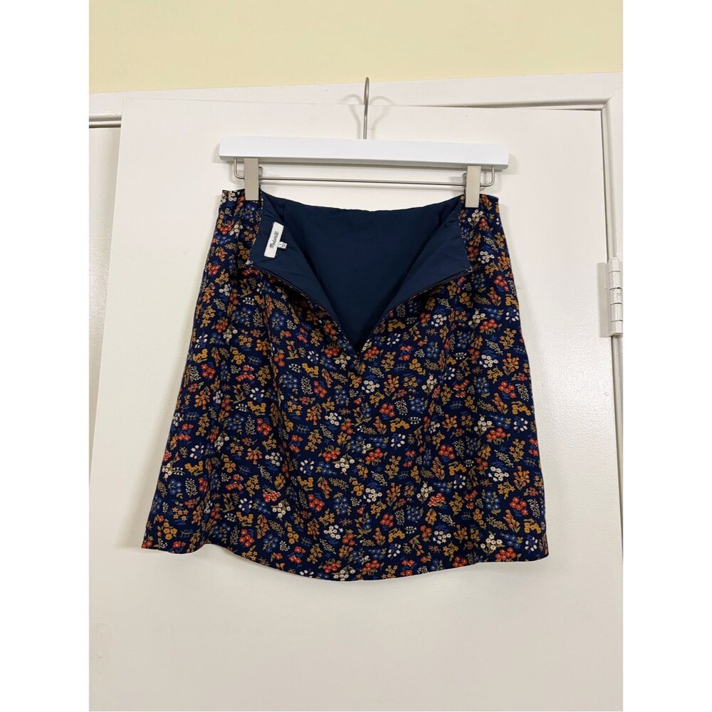 Madewell Navy Floral Faux Wrap Mini Skirt Button Detail Size 2 Cottagecore - Picture 8 of 10
